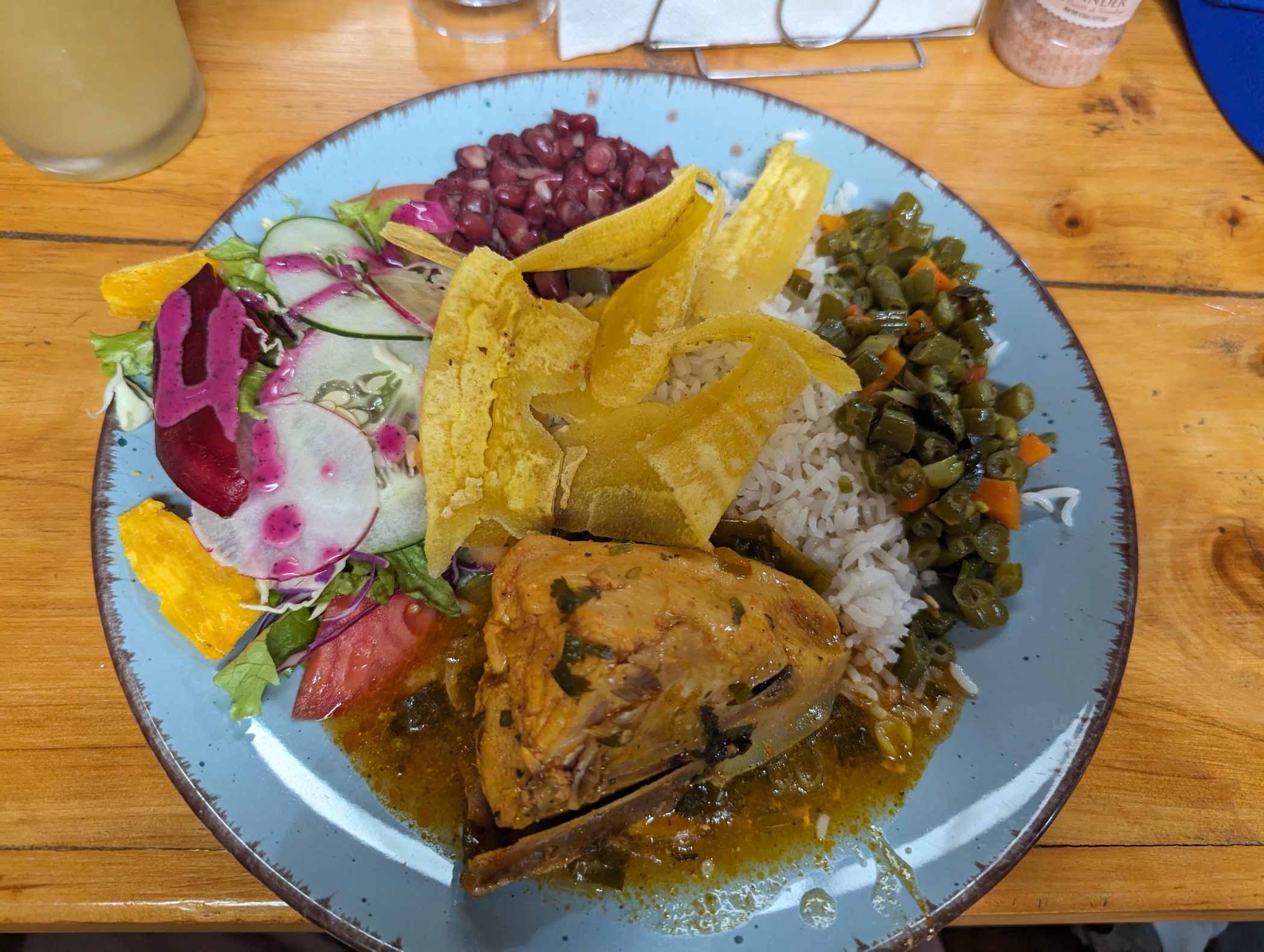 Colorful lunch plate at Cafe Monteverde coffee plantation