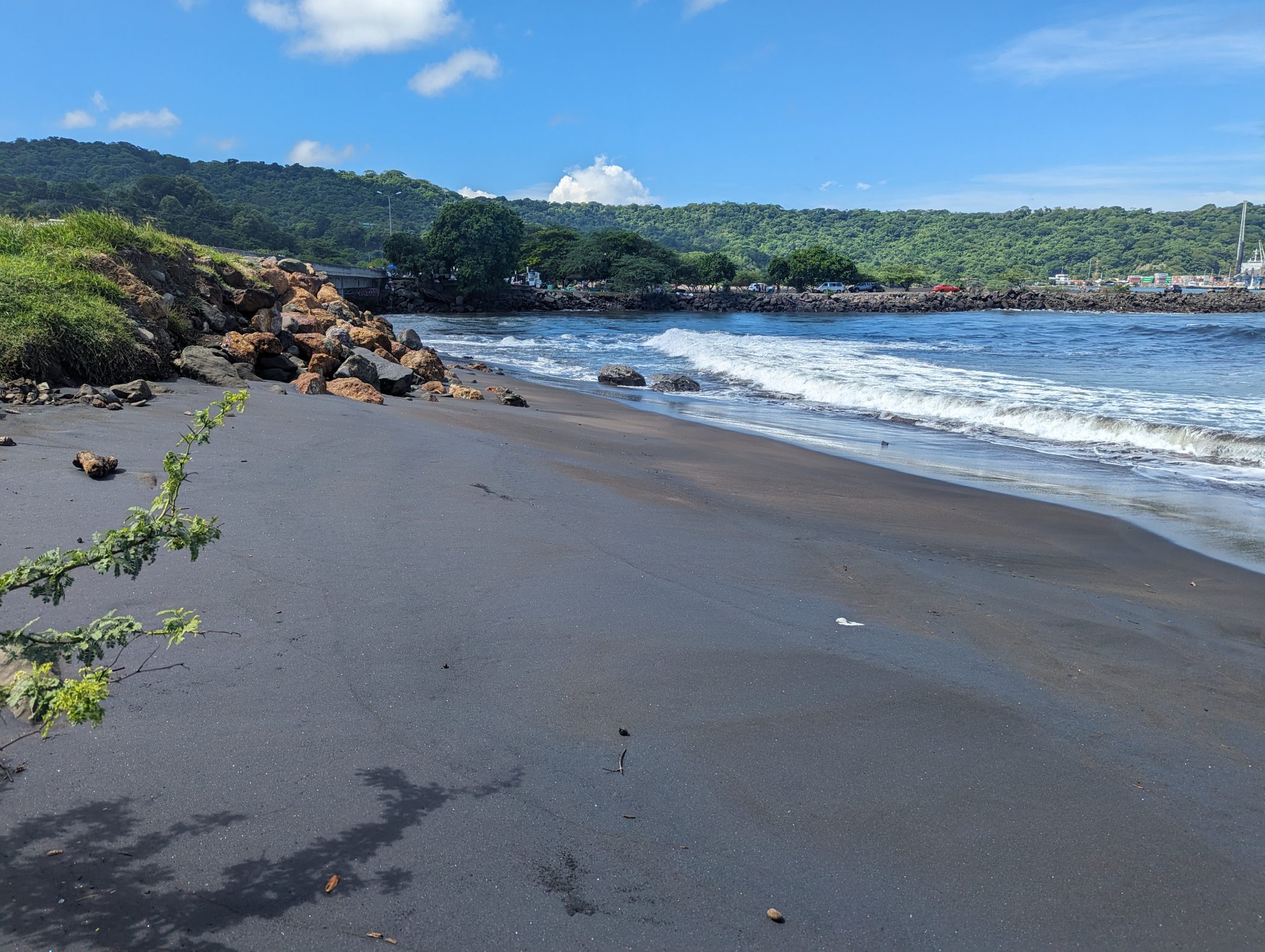 Caldera black sand beach along the Pacific Ocean in Costa Rica